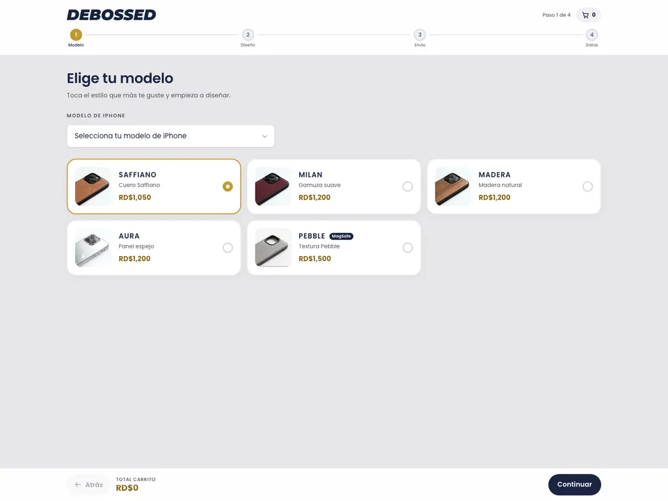 Captura de la web de Debossed