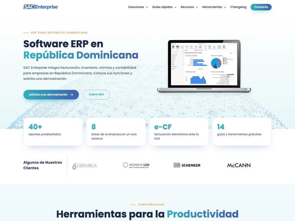 Captura de la web de SAC Enterprise